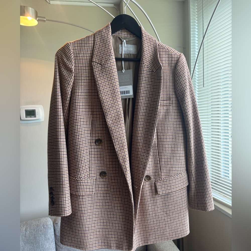 NWT Everlane The Oversized Double Breasted Blazer in 00 Terracotta Houndstooth - Picture 4 of 9